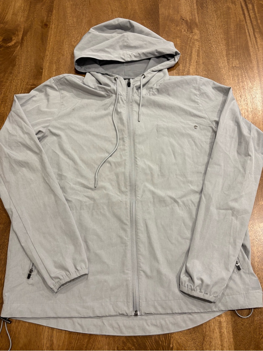 Vuori Light Gray Hooded Windbreaker Jacket